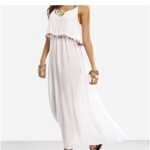 White maxi gauze Pom Pom dress NWT (juniors)